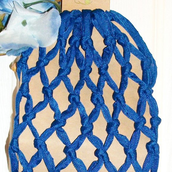 OENOPHILIA NWT Greenophile Mesh Wine Bottle Bag Carry Tote Royal Blue - Picture 2 of 8